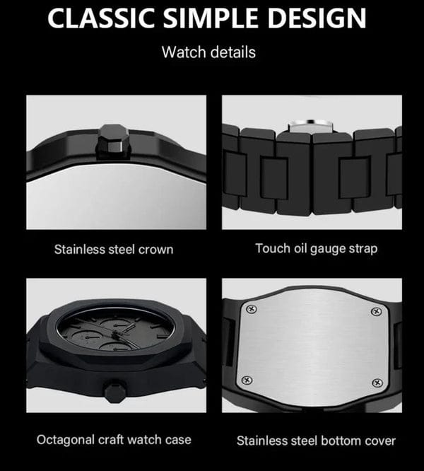 Men's Arabic Aura Watch _Water Resistance, Pull And Push Crowm