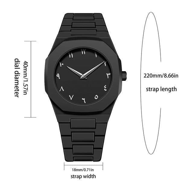 Men's Arabic Aura Watch _Water Resistance, Pull And Push Crowm