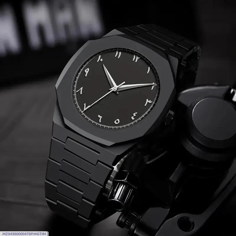 Men's Arabic Aura Watch _Water Resistance, Pull And Push Crowm