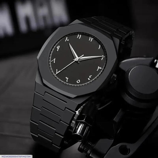 Men's Arabic Aura Watch _Water  Resistance, Pull And Push Crowm