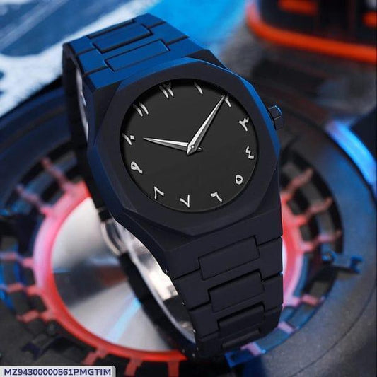 Men's Arabic Aura Watch _Water  Resistance, Pull And Push Crowm